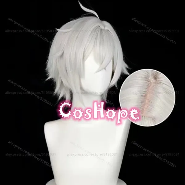 ZZZ Seth Lowell Cosplay Wig 30cm Short Hair Silver White Wig Cosplay Anime Wigs Heat Resistant Synthetic Wigs — image 4