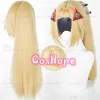 ZZZ Trigger Cosplay Wig with Ponytail Blonde Wig Cosplay Anime Cosplay Wigs Heat Resistant Synthetic Wigs for Costume