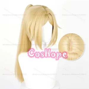 ZZZ Trigger Cosplay Wig with Ponytail Blonde Wig Cosplay Anime Cosplay Wigs Heat Resistant Synthetic Wigs for Costume
