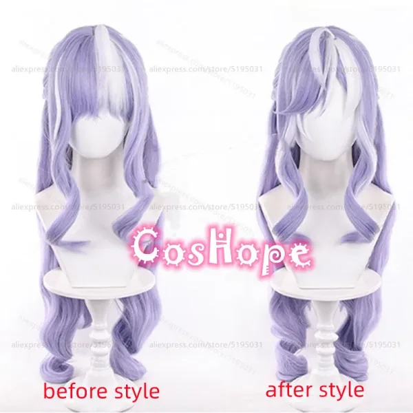 ZZZ Vivian Cosplay Wig 80cm Long Curly Purple White Wig Cosplay Anime Cosplay Wigs Heat Resistant Synthetic Wigs for Costume — image 2