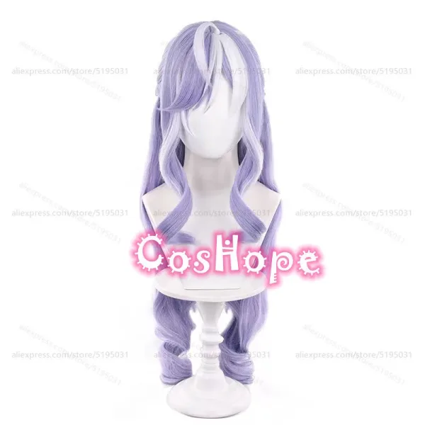 ZZZ Vivian Cosplay Wig 80cm Long Curly Purple White Wig Cosplay Anime Cosplay Wigs Heat Resistant Synthetic Wigs for Costume — image 3