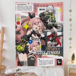 Zenless Zone Zero Game Cute Tapestry Bedroom Living Bar Garden Outdoor Microfiber Festival Decoration Background Art Banner