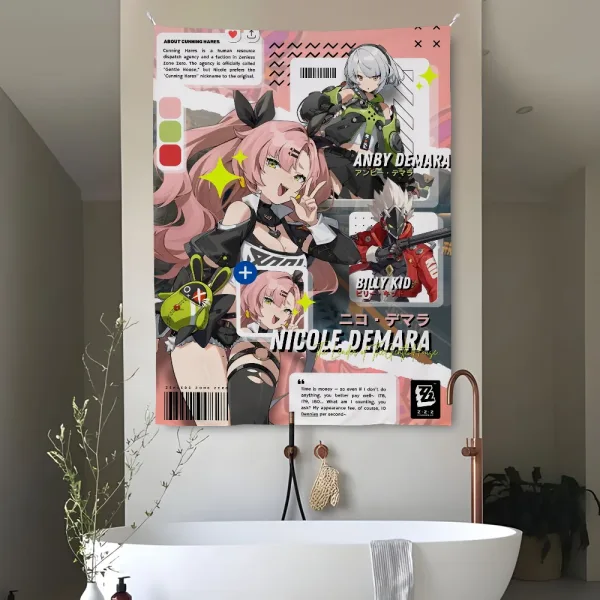 Zenless Zone Zero Game Cute Tapestry Bedroom Living Bar Garden Outdoor Microfiber Festival Decoration Background Art Banner — image 4