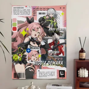 Zenless Zone Zero Game Cute Tapestry Bedroom Living Bar Garden Outdoor Microfiber Festival Decoration Background Art Banner