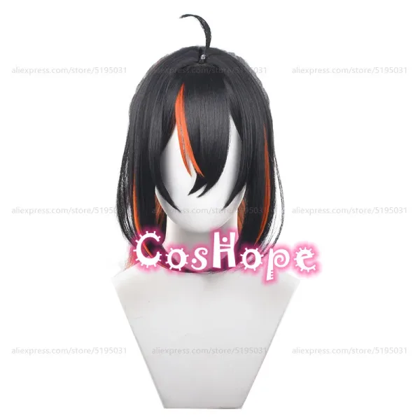 Zhu Yuan Cosplay Wig 55cm Long Hair with Ponytail Black Orange Mixed Wig Cosplay Anime Cosplay Wig Heat Resistant Synthetic Wigs — image 2