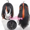 Zhu Yuan Cosplay Wig 55cm Long Hair with Ponytail Black Orange Mixed Wig Cosplay Anime Cosplay Wig Heat Resistant Synthetic Wigs