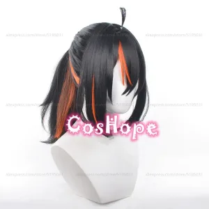 Zhu Yuan Cosplay Wig 55cm Long Hair with Ponytail Black Orange Mixed Wig Cosplay Anime Cosplay Wig Heat Resistant Synthetic Wigs