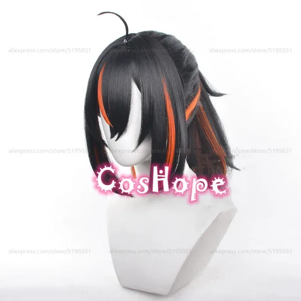 Zhu Yuan Cosplay Wig 55cm Long Hair with Ponytail Black Orange Mixed Wig Cosplay Anime Cosplay Wig Heat Resistant Synthetic Wigs — image 4