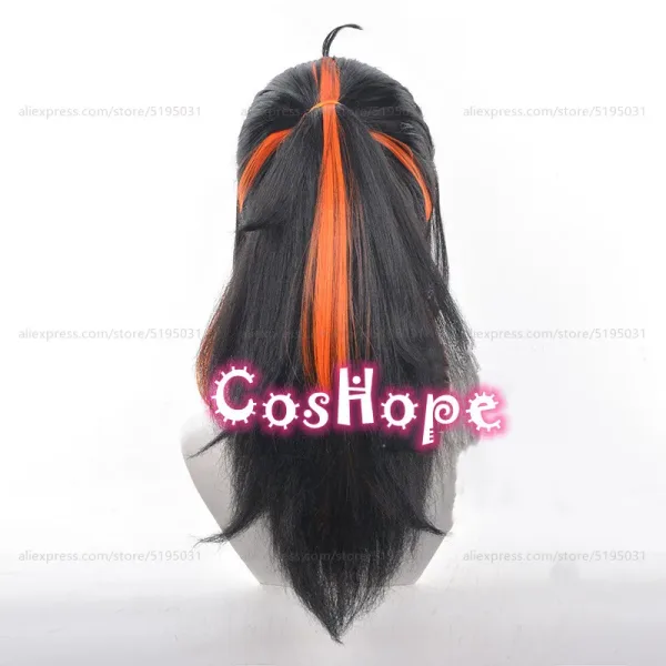 Zhu Yuan Cosplay Wig 55cm Long Hair with Ponytail Black Orange Mixed Wig Cosplay Anime Cosplay Wig Heat Resistant Synthetic Wigs — image 5