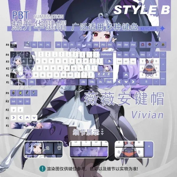 Zenless Zone Zero Toys Vivian Keycap Game Character & Vivian Display Keyboard ZZZ Mockingbird 128 Keycap — image 5
