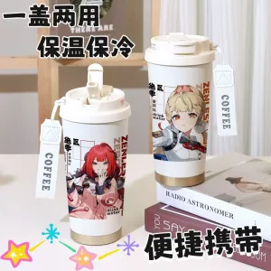 Zenless Zone Zero Alice Thymefield, Ukinami Yuzuha ZZZ 316 Thermos Cup Water Cup Straw Coffee Cup