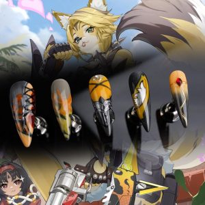 Zenless Zone Zero PULCHRA Inspired Press On Nails Futuristic Teal Silver,Geometric Accents,Reusable Fake Nails for Anime Cosplay