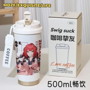 Zenless Zone Zero Alice Thymefield, Ukinami Yuzuha ZZZ 316 Thermos Cup Water Cup Straw Coffee Cup