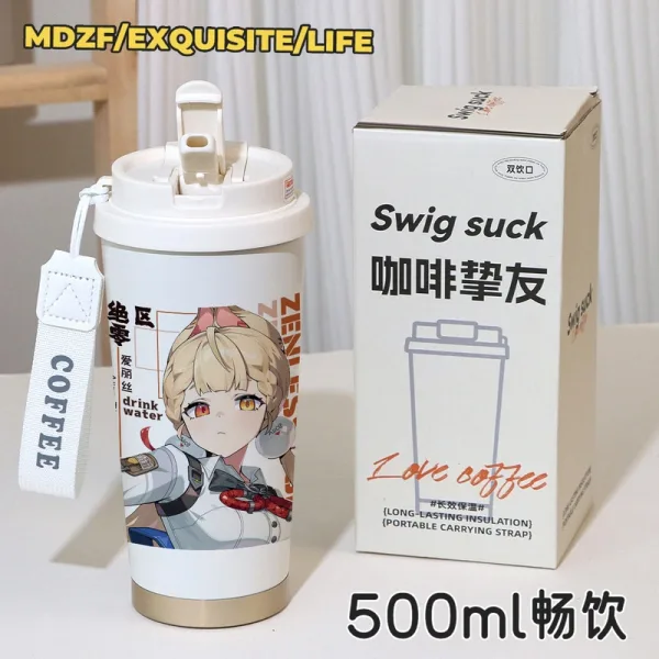 Zenless Zone Zero Alice Thymefield, Ukinami Yuzuha ZZZ 316 Thermos Cup Water Cup Straw Coffee Cup