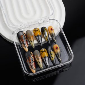 Zenless Zone Zero PULCHRA Inspired Press On Nails Futuristic Teal Silver,Geometric Accents,Reusable Fake Nails for Anime Cosplay