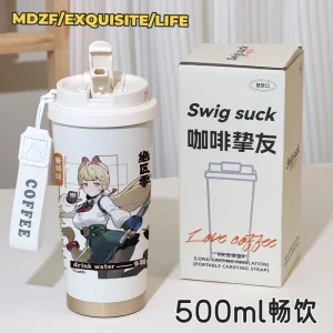 Zenless Zone Zero Alice Thymefield, Ukinami Yuzuha ZZZ 316 Thermos Cup Water Cup Straw Coffee Cup