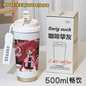 Zenless Zone Zero Alice Thymefield, Ukinami Yuzuha ZZZ 316 Thermos Cup Water Cup Straw Coffee Cup