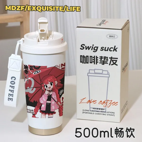 Zenless Zone Zero Alice Thymefield, Ukinami Yuzuha ZZZ 316 Thermos Cup Water Cup Straw Coffee Cup