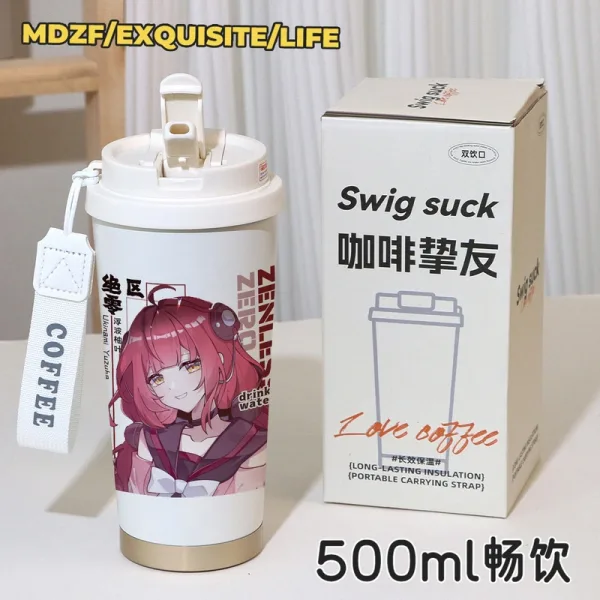 Zenless Zone Zero Alice Thymefield, Ukinami Yuzuha ZZZ 316 Thermos Cup Water Cup Straw Coffee Cup