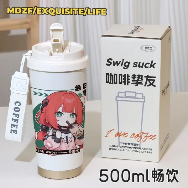 Zenless Zone Zero Alice Thymefield, Ukinami Yuzuha ZZZ 316 Thermos Cup Water Cup Straw Coffee Cup