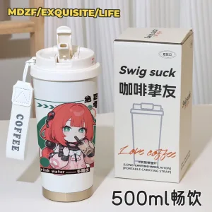 Zenless Zone Zero Alice Thymefield, Ukinami Yuzuha ZZZ 316 Thermos Cup Water Cup Straw Coffee Cup