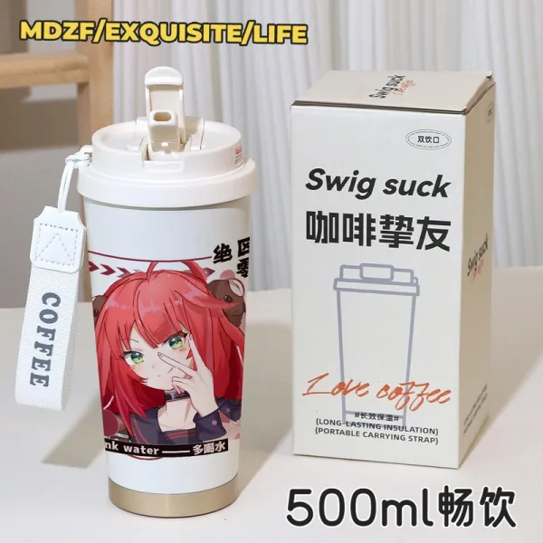 Zenless Zone Zero Alice Thymefield, Ukinami Yuzuha ZZZ 316 Thermos Cup Water Cup Straw Coffee Cup