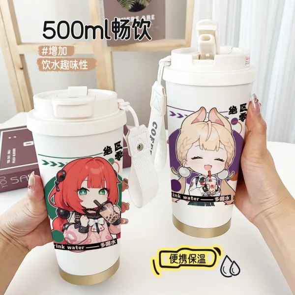 Zenless Zone Zero Alice Thymefield, Ukinami Yuzuha ZZZ 316 Thermos Cup Water Cup Straw Coffee Cup
