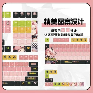 Zenless Zone Zero Toys Nicole Demara Keycap Game Character & Tsukishiro Yanagi Display Keyboard ZZZ 128 Keycap