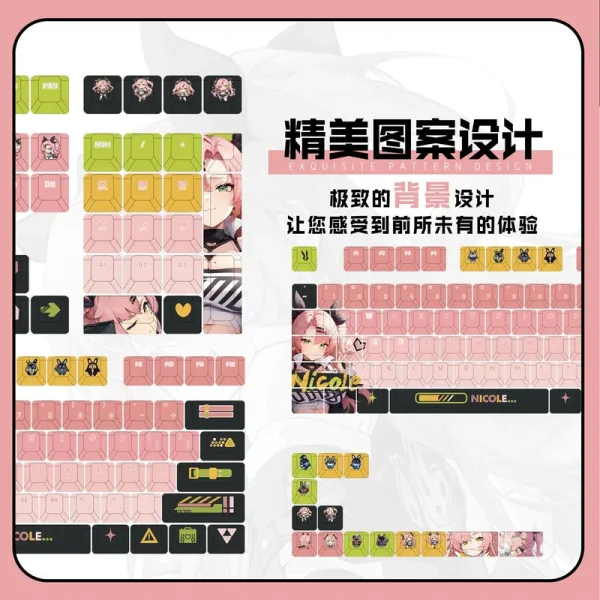 Zenless Zone Zero Toys Nicole Demara Keycap Game Character & Tsukishiro Yanagi Display Keyboard ZZZ 128 Keycap