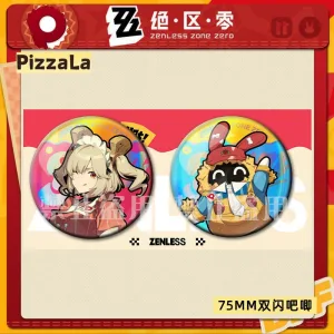 Zero Zone Zero Collaboration Pizza Chain Pizza-La Wise, Belle, Yi Xuan Double Flash Square Badge ( Unofficial )