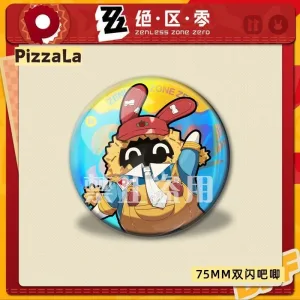 Zero Zone Zero Collaboration Pizza Chain Pizza-La Wise, Belle, Yi Xuan Double Flash Square Badge ( Unofficial )