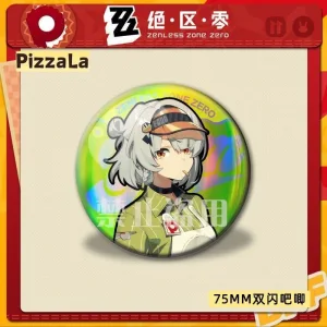 Zero Zone Zero Collaboration Pizza Chain Pizza-La Wise, Belle, Yi Xuan Double Flash Square Badge ( Unofficial )