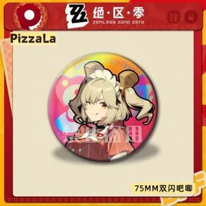 Zero Zone Zero Collaboration Pizza Chain Pizza-La Wise, Belle, Yi Xuan Double Flash Square Badge ( Unofficial )