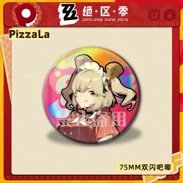 Zero Zone Zero Collaboration Pizza Chain Pizza-La Wise, Belle, Yi Xuan Double Flash Square Badge ( Unofficial )