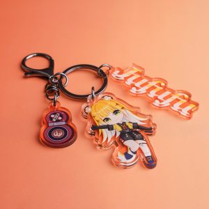 Zenless Zone Zero Jufufu Anime Acrylic Keychain Set-Chibi Charms,Gradient Text Designs–Durable Metal Clasp, Kawaii Collectible for BagsKeys