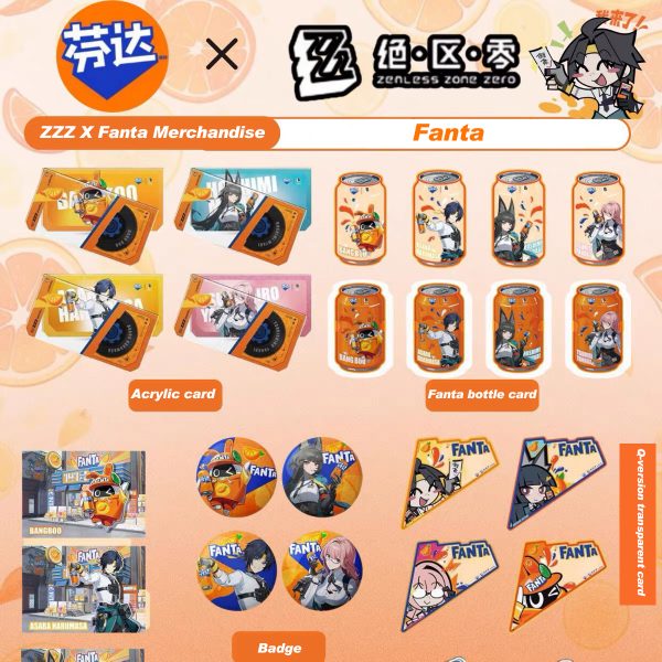 Zenless Zone Zero ZZZ X Fanta Merchandise H.S.O.S.6 Faction Acrylic Stand, Badge Set, Laser Ticket Set ( Unofficial )