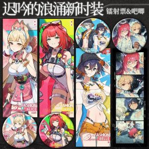 Zenless Zone Zero Alice Thymefield & Ukinami Yuzuha Summer Fashion Pearlescent Holographic Badge Ticket