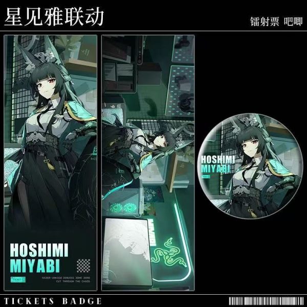 ZZZ x Razer H.S.O.S.6 Hoshimi Miyabi Laser Ticket and Badge Set ( Unofficial )