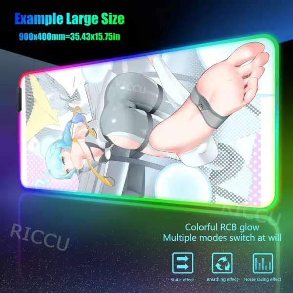 RGB PC Hentai ZZZ Gaming Seed 400x900mm Mouse Pad Zenless Zone Zero Keyboard Desk Mats LED Anime Extended desk accessories pads