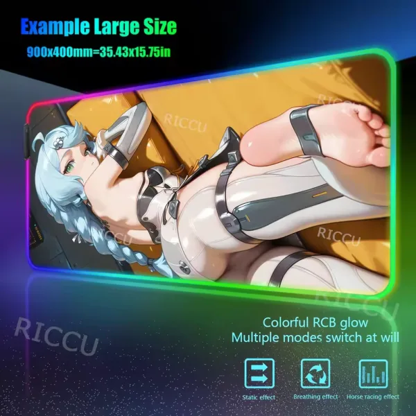 RGB PC Hentai ZZZ Gaming Seed 400x900mm Mouse Pad Zenless Zone Zero Keyboard Desk Mats LED Anime Extended desk accessories pads