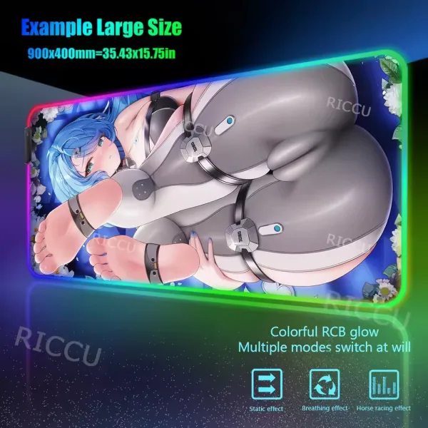 RGB PC Hentai ZZZ Gaming Seed 400x900mm Mouse Pad Zenless Zone Zero Keyboard Desk Mats LED Anime Extended desk accessories pads