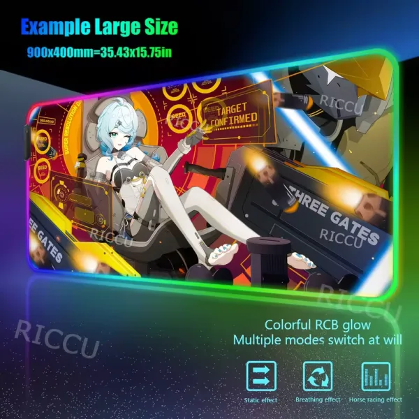 RGB PC Hentai ZZZ Gaming Seed 400x900mm Mouse Pad Zenless Zone Zero Keyboard Desk Mats LED Anime Extended desk accessories pads