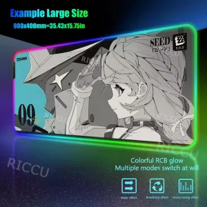 RGB PC Hentai ZZZ Gaming Seed 400x900mm Mouse Pad Zenless Zone Zero Keyboard Desk Mats LED Anime Extended desk accessories pads