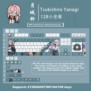 Zenless Zone Zero Toys Tsukishiro Yanagi Keycap Game Character & Tsukishiro Yanagi Display Keyboard ZZZ 128 Keycap