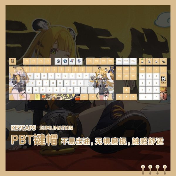 Zenless Zone Zero Toys Ju Fufu Keycap Game Character & Ju Fufu Display Keyboard ZZZ 108 Keycap