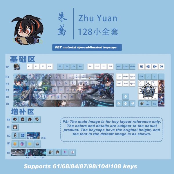 Zenless Zone Zero Toys Zhu Yuan Keycap Game Character & Zhu Yuan Display Keyboard ZZZ N.E.P.S 128 Keycap