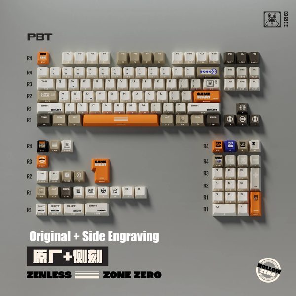 Zenless Zone Zero Toys Bangboo Matte PBT 5-Sided Dye-Sublimated Backlit Keycaps with Game Keyboard
