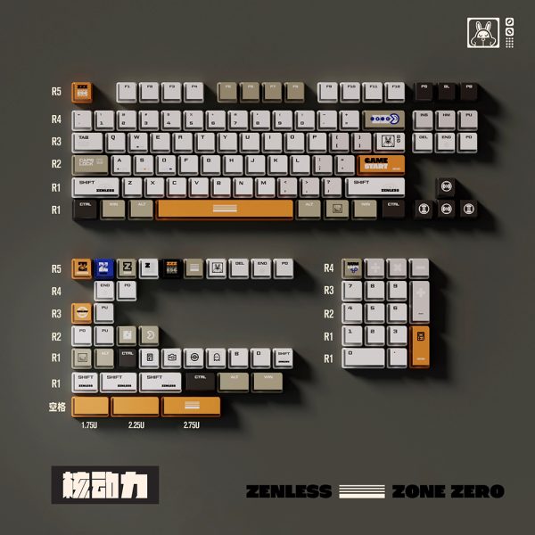 Zenless Zone Zero Toys Bangboo Matte PBT 5-Sided Dye-Sublimated Backlit Keycaps with Game Keyboard