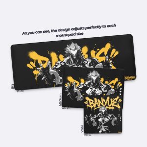 Zenless Zone Zero Banyue ZZZ Gaming Mousepad Desk Mat, Black White Anime PC Large