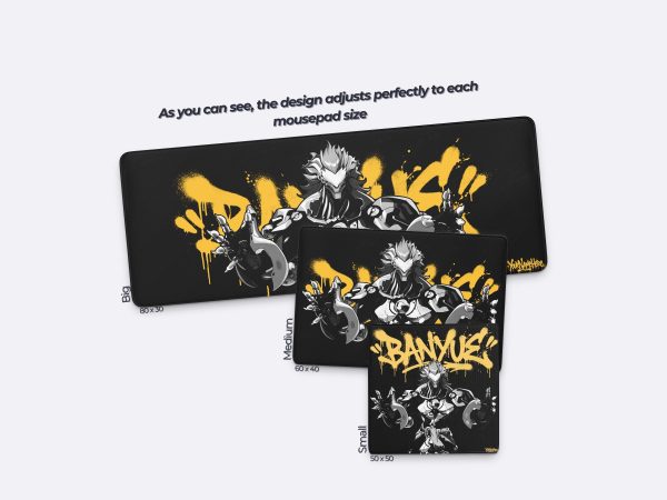 Zenless Zone Zero Banyue ZZZ Gaming Mousepad Desk Mat, Black White Anime PC Large
